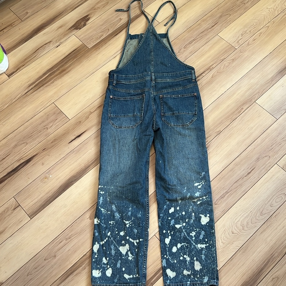 Pilcro Denim Overalls with White Paint Splatter - Picture 2 of 5
